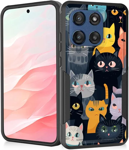 Vista 104 de Funda para Moto G Play 4G 2024, resistente de doble capa híbrida de policarbonato duro, goma suave, a prueba de golpes, funda protectora resistente