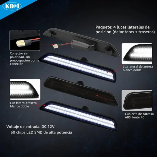 Vista 4 de KDM Luz LED para parachoques delantero y trasero para Ford Mustang 2010 Lente ahumada-Blanco