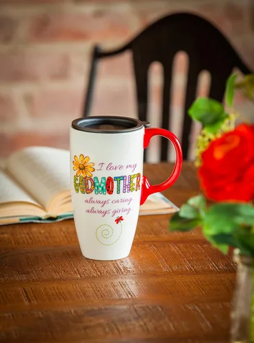 Vista 2 de Cypress Home Taza de viaje de café de cerámica con caja de regalo, 17 onzas