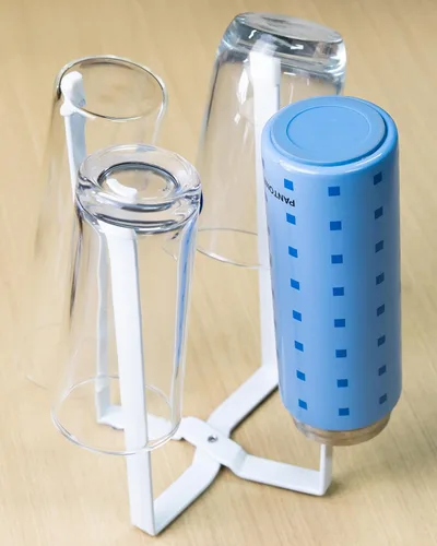 Vista 7 de Soporte para soporte de cocina, estante de secado de bolsas de plástico, tazas multifuncionales para encimera, botellas, estante de secado