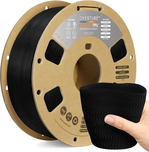 Vista 39 de OVERTURE - Filamento de TPU de 1/16 pulgadas, rollo flexible de poliuretano termoplástico, impresora 3D suave, 95A, carrete de 2.2 libras, precisión