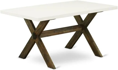 Vista 18 de East West Furniture VT026 Mesa de comedor estilo V – una mesa de cocina rectangular con patas elegantes, 36 x 60 pulgadas, multicolor