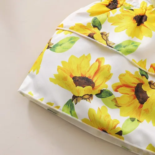 Vista 5 de Bebé Niña Estampado Floral Con Volantes Tirante Crop Top+Azul Pantalones Cortos De Mezclilla Con Agujeros Verano 2 Piezas Trajes Conjuntos De Ropa