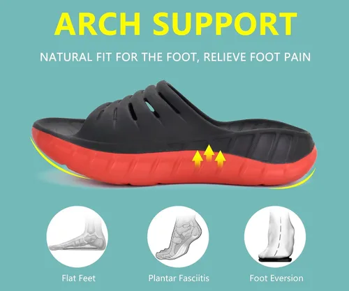 Vista 2 de GPOS Sandalias de recuperación deportiva para hombre, para fascitis plantar, gruesas, acolchadas, ligeras, cómodas, ortopédicas