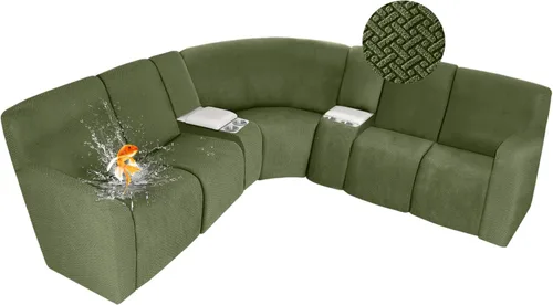 Vista 95 de ALIECOM Fundas 100% impermeables para sofá seccional reclinable, forma de L, elásticas, para esquina, funda para sofá seccional reclinable, lavable