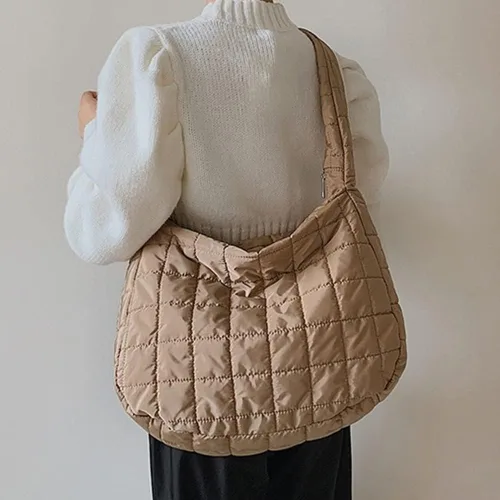 Vista 5 de Bolsas de mano acolchadas para mujer, ligeras, acolchadas, ligeras, de nailon, de algodón, acolchadas, grandes
