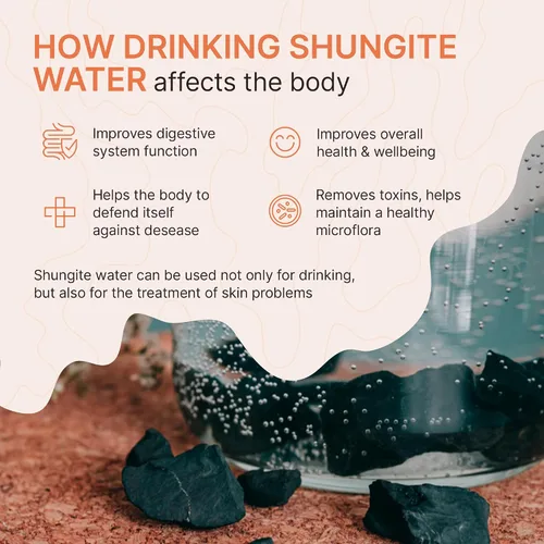 Vista 4 de Karelian Heritage Piedras de shungita crudas para purificación y filtrado de agua de 0.4 libras Cristal curativo crudo con propiedades