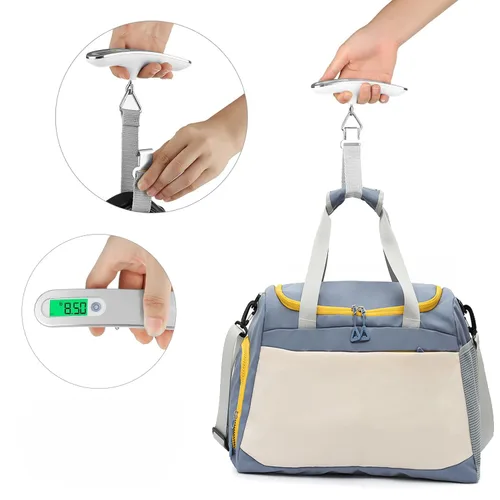 Vista 3 de Báscula de viaje digital recargable con correa para equipaje y maleta, peso máximo de hasta 110 libras110.2 lbs y diseño de pantalla LCD, puerto USB