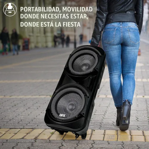 Vista 7 de QFX PBX-2012 Dual 12 "Bluetooth portátil recargable Karaoke PA altavoz fuerte partido con luces LED círculo