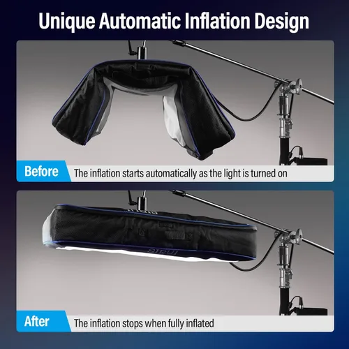 Vista 2 de Sirui Luz de video LED bicolor inflable automática de 200W, 2800K-8500K CRI 96 Panel de luz de estudio con control de aplicación para fotografía