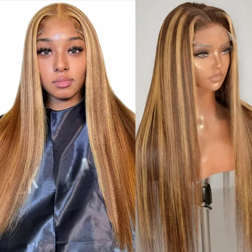 Vista 23 de Lovestory Peluca de encaje frontal larga y recta color blanco platino, predepilada, rubio platino, pelucas de encaje frontal sintético para mujeres