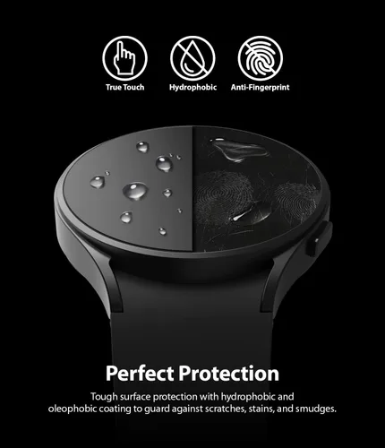 Vista 6 de Ringke Vidrio [Paquete de 4] Compatible con Samsung Galaxy Watch 4 Protector de pantalla (1.732 pulgadas), dureza 9H, antiarañazos, cubierta