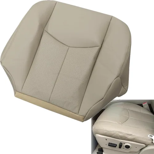 Vista 4 de NLQR Shale Light Neutral Tan #152 Juego de fundas de asiento de microfibra perforada para conductor y pasajero, compatible con Cadillac Escalade ESV