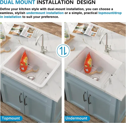 Vista 9 de Lavandería blanca de 24 "x18" Lavabo de porcelana de cerámica de Blanco