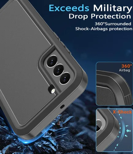 Vista 2 de Funda para Samsung Galaxy S22, protector de pantalla integrado a prueba de golpes a prueba de caídas Samsung S22, protección de grado militar