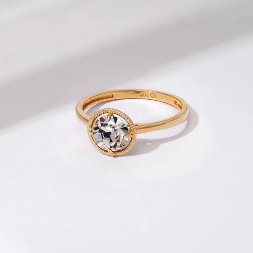 Vista 4 de Tienda Essentials Anillo de piedra natal de marzo de cristal importado de oro de 10 quilates (anteriormente colección Tienda)