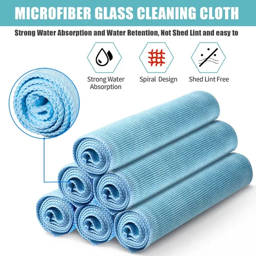 Vista 4 de Tatuo 18 paños de limpieza de vidrio de microfibra (16 x 16) paño de pulido, sin rayas, sin pelusas, limpia rápidamente ventanas, gafas, parabrisas