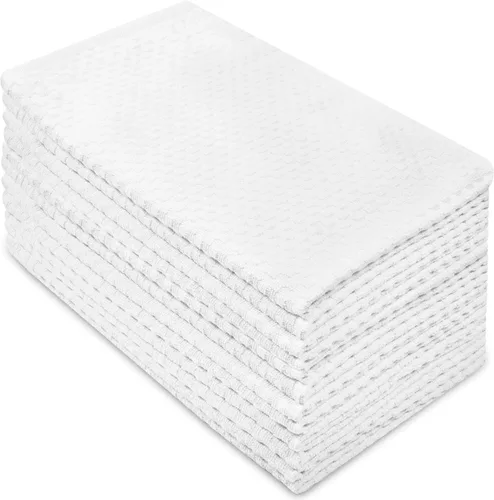 Vista 23 de COTTON CRAFT - Juego increíble de toallas de cocina - Juego de 8 toallas de rizo - 100% algodón Euro Café con textura gofré - Toalla de cocina Beige