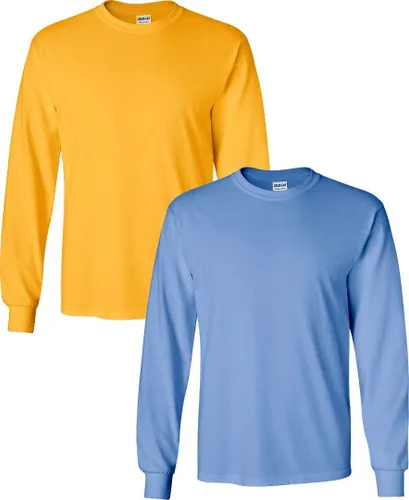 Vista 95 de Gildan - Camiseta de algodón y de manga larga para hombre, modelo G2400 (1) verde irlandés + (1) negro