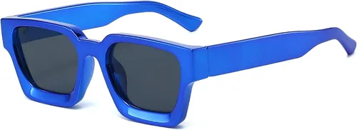 Vista 194 de AIEYEZO Gafas de sol cuadradas para mujeres y hombres, gafas de sol cuadradas con montura gruesa, estilo de diseñador simple