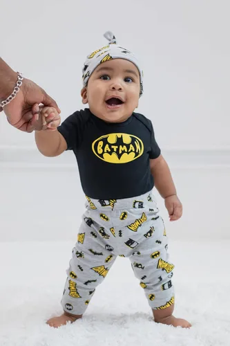 Vista 2 de DC Comics Conjunto de traje de 3 piezas para bebé de Batman body de peluche