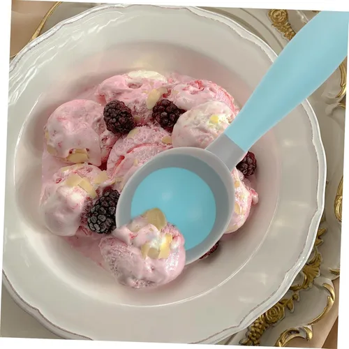 Vista 2 de Juego de cucharas ergonómicas para helados, 2 cucharas de goma para helado para servir ensalada de frutas