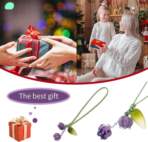 Vista 7 de Adorable dije de flor para teléfono celular, lindo llavero de accesorios de cadena de teléfono para mujeres y niñas (morado)