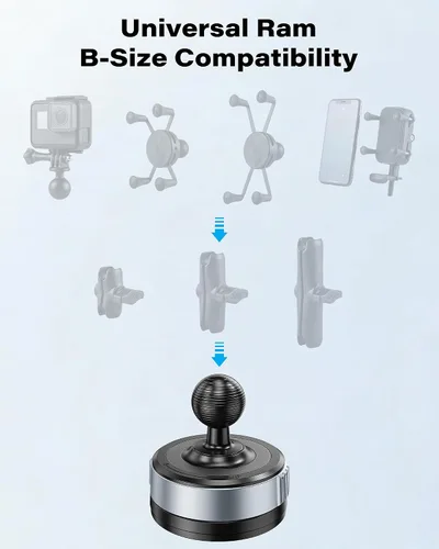 Vista 4 de 1" Ball Suction Cup Mount Base, 2-in-1 Vacuum&Adhesive for RAM Mount B