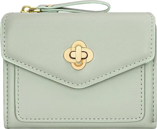 Vista 9 de BIAOTIE Cartera pequeña de piel para mujer, con bolsillo plegable, con bloqueo RFID, tarjetero de crédito, lindo bolso con bolsillo para monedas
