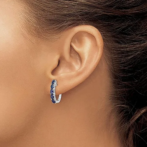 Vista 3 de Juego de aretes de aro de plata de ley 925 con bisagras de zafiro para las orejas joyería fina para mujeres regalos para ella Plata de ley Cristal