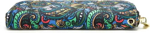 Vista 35 de Cartera de mano para mujer, estilo bohemio, con RFID, elegante, espaciosa con correa para viajes, capacidad para tarjetas, teléfono, dinero