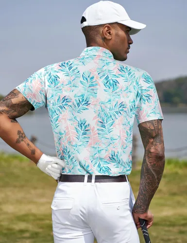 Vista 49 de TAPULCO Camisetas tipo polo de secado rápido para hombre, diseño de camuflaje, atléticas, ligeras, transpirables, casuales, para golf