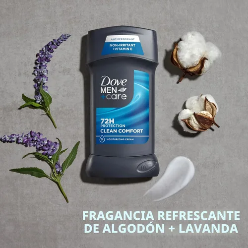 Vista 4 de DOVE MEN + CARE Desodorante antitranspirante Stick Clean Comfort Twin Pack 72 horas de protección contra el sudor y el olor antitranspirante