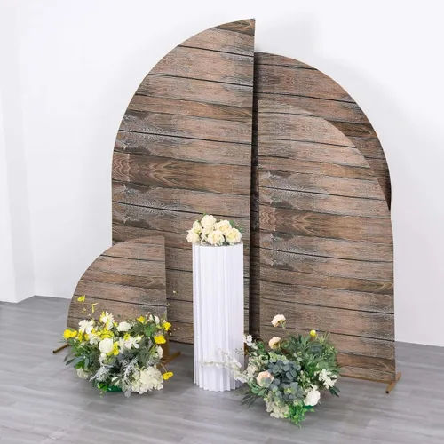 Vista 132 de Efavormart - Juego de 4 fundas de elastano beige para arco de media luna, fundas de telón de fondo Chiara de 2.5 pies a 7 pies para escenarios