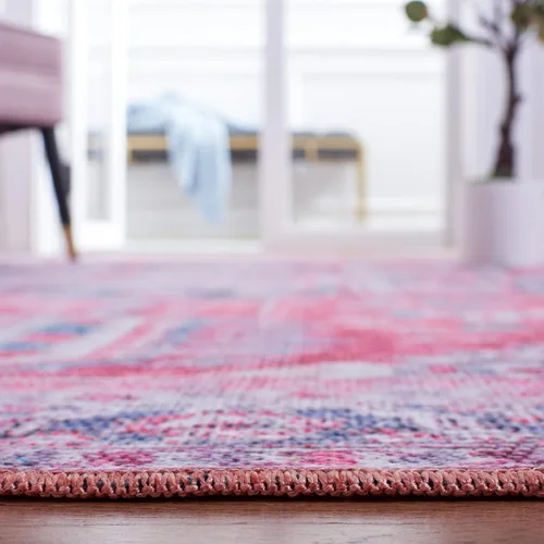 Vista 4 de SAFAVIEH Alfombra lavable Serapi Collection – 3 pies 3 pulgadas x 5 pies, azul marino y rojo, antideslizante y fácil de limpiar, ideal