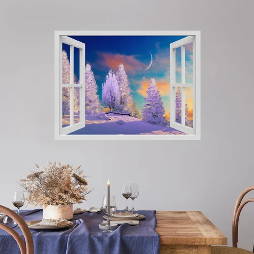 Vista 43 de wall26 Adhesivo de Pared Papá Noel Llevando Regalos Ventana Abierta Mural, No Se Despega y No Se Pega, Papel Tapiz No Tejido Decorativo