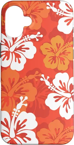 Vista 23 de Carcasa para iPhone 17 con diseño de flores hawaianas tropicales de hibisco naranja Y2K