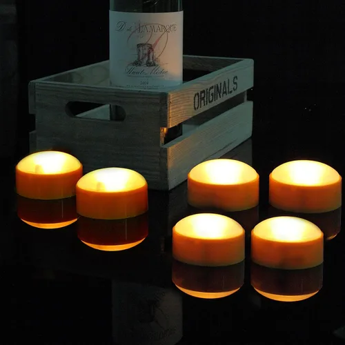 Vista 4 de Magiq Paquete de 6 luces LED de calabaza de Halloween con control remoto y temporizador, color naranja, parpadeante, funciona con pilas, velas