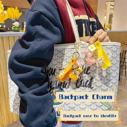 Vista 3 de BEXOA Lindo llavero Kawaii Shiba Inu líquido flotante llavero mochila colgante pulsera pulsera llavero para niñas mujeres