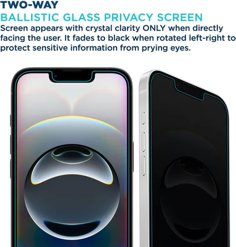 Vista 3 de Tech Armor 1 paquete de protector de pantalla de vidrio balístico de privacidad compatible con Apple iPhone 14 (2022), iPhone 13 y iPhone 13 Pro