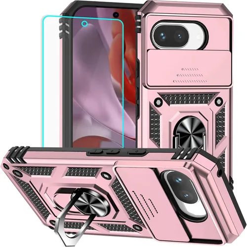 Vista 25 de HNHYGETE Funda para Pixel 6a con protector de pantalla HD, soporte giratorio de grado militar de 360° (resistente) a prueba de golpes para Google