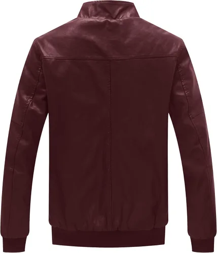 Vista 2 de WenVen Chaqueta de piel sintética con forro polar para hombre, Beige