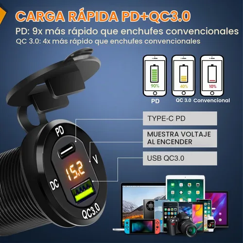 Vista 3 de Nilight 4 Gang Rocker Switch Box 12V SPST ON Off Orange LED Impermeable Ámbar+Caja