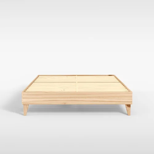Vista 15 de Plataforma moderna para cama - Diseño de madera maciza - Fabricado en Estados Unidos - Fácil de armar, Madera, almendra