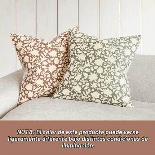Vista 4 de Foindtower - Juego de 2 fundas de almohada decorativas con flores neutras estilo farmhouse, fundas de almohada boho para sofá, sofá cama