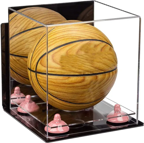 Vista 12 de Better Display Cases Mini acrílico - Miniatura (no tamaño completo) Baloncesto vitrina con elevadores negros y espejo (A015-BR)