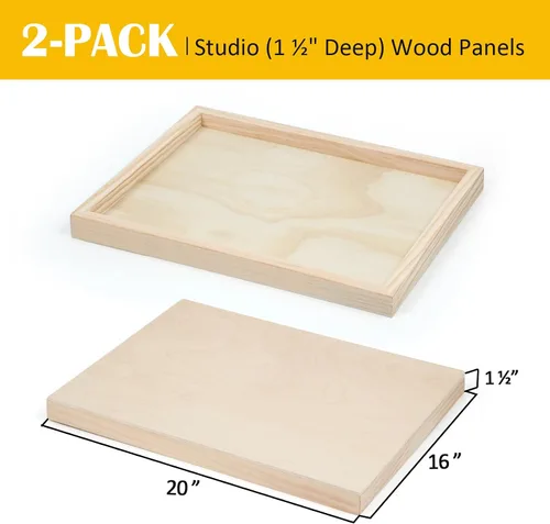 Vista 2 de Falling in Art Paquete de 2 paneles de lienzo de madera sin terminar, kit de paneles de madera de abedul de galería de 16 x 20 pulgadas, tableros