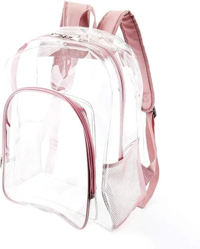 Vista 7 de Mochila transparente transparente para conciertos escolares, Rose gold, 16 pulgadas, Mochilas Daypack