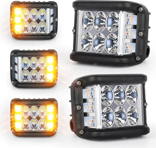 Vista 10 de Luces Pod Laterales Direccionales de 4 Pulgadas, Luces LED Estroboscópicas Azules de Cubo de Doble Cara para Granja, Tractor, Arado, Camión, Barco
