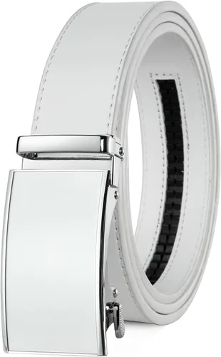 Vista 15 de Drowsmen - Cinturón de cuero para hombre con trinquete de 1 3/8 pulgadas, hebilla automática de deslizamiento con clic, ajuste ajustable para un